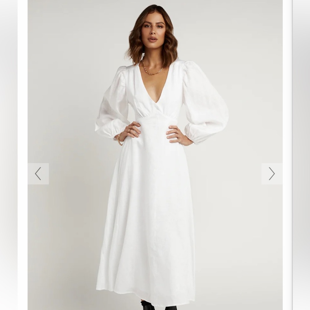 White Linen Midi Dress